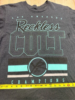 Reckless CULT Champions graphic tee Graphic Tee in Gray & Blue Size Medium